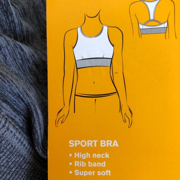 AVIA Womens Sports Bra Size Large 12-14 Gray Black Medium Support New - Picture 7 of 7